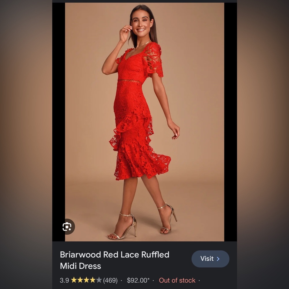 Lulus Red lace Midi Dress- never worn